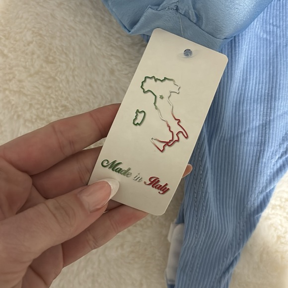 Blue ribbed/satin bodysuit new with tags - Picture 4 of 5